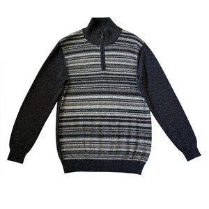 Pure Alpaca 100% Baby Alpaca Quarter-Zip Sweater Charcoal Gray Size Medium